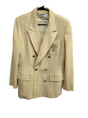 Kasper For ASL 6 Beige Double Breasted Fully Lined Blazer Minimalist Old Money